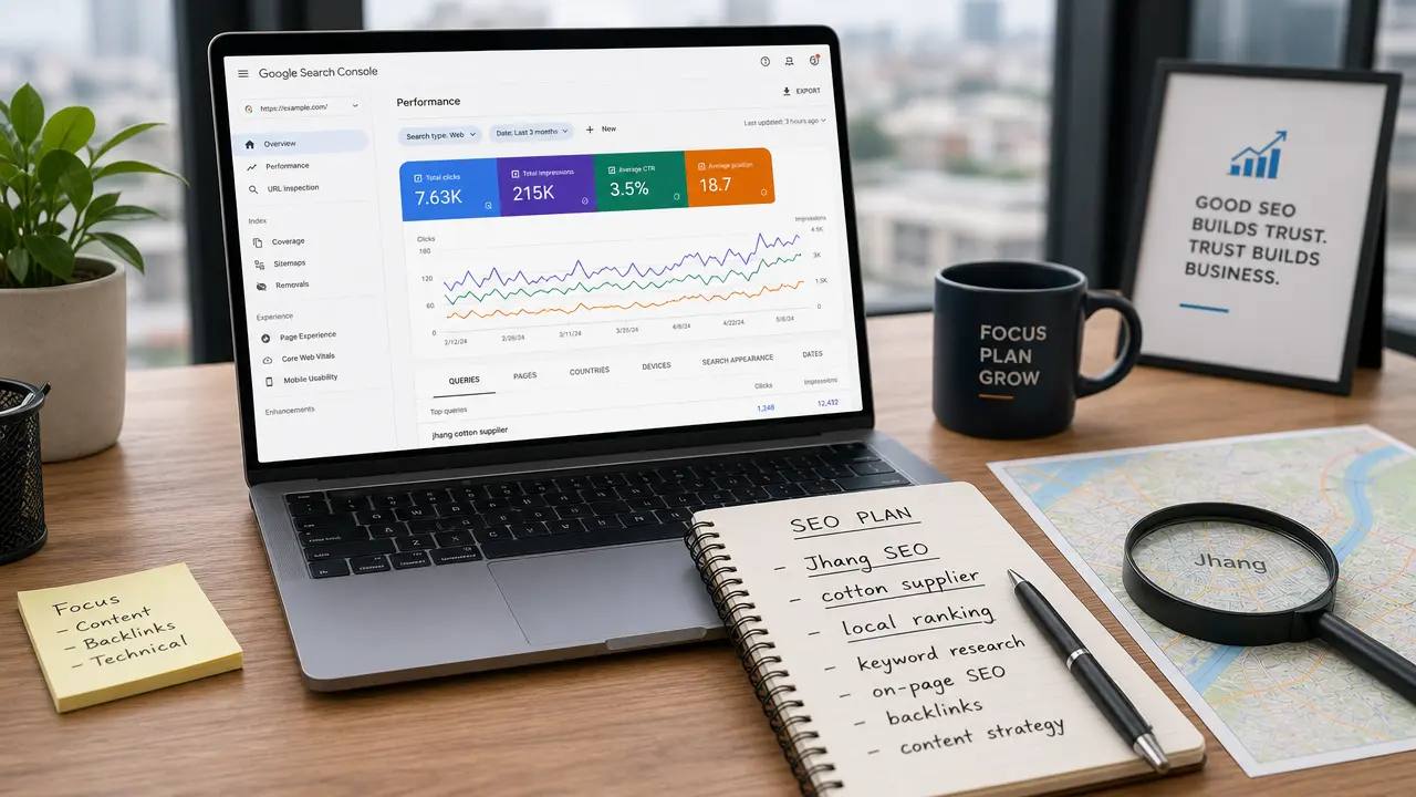 SEO audit and keyword research process for Jhang business website